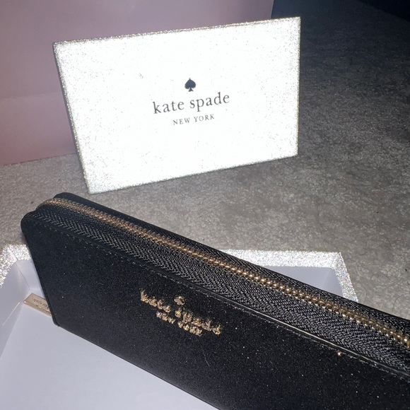 Kate Spade ♠️ black wallet, glitter with gold detail Christmas gift New Years - Picture 10 of 16